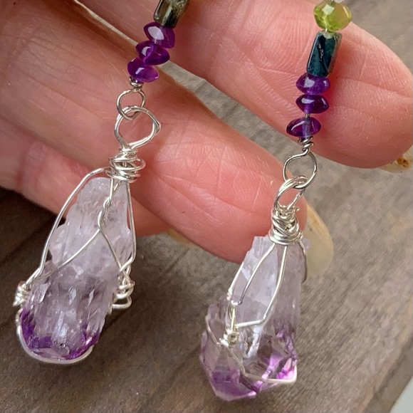 Amethyst Crystal & Bead Earrings - Picture 15 of 16